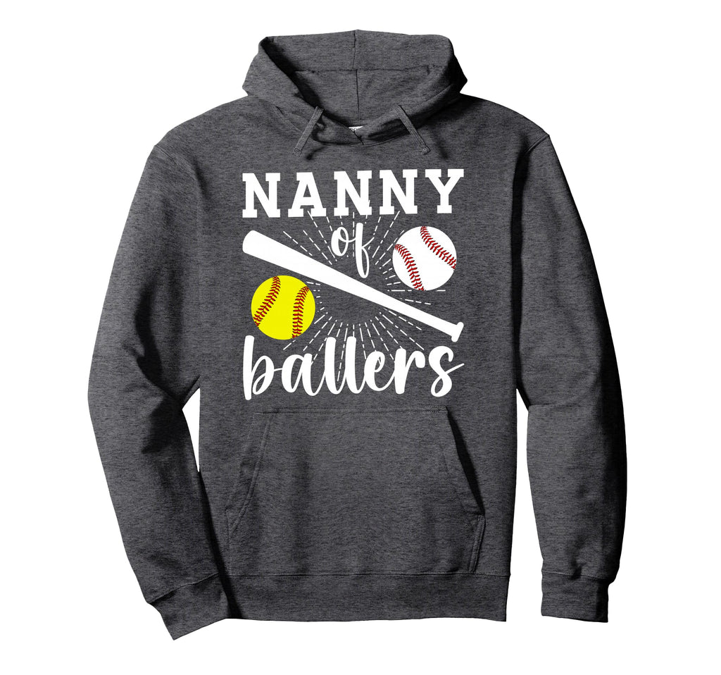 Nanny Ballers Baseball Softball Nanny Hoodie - Unique Graphic Unisex - T-Shirt, Sweatshirt, Hoodie