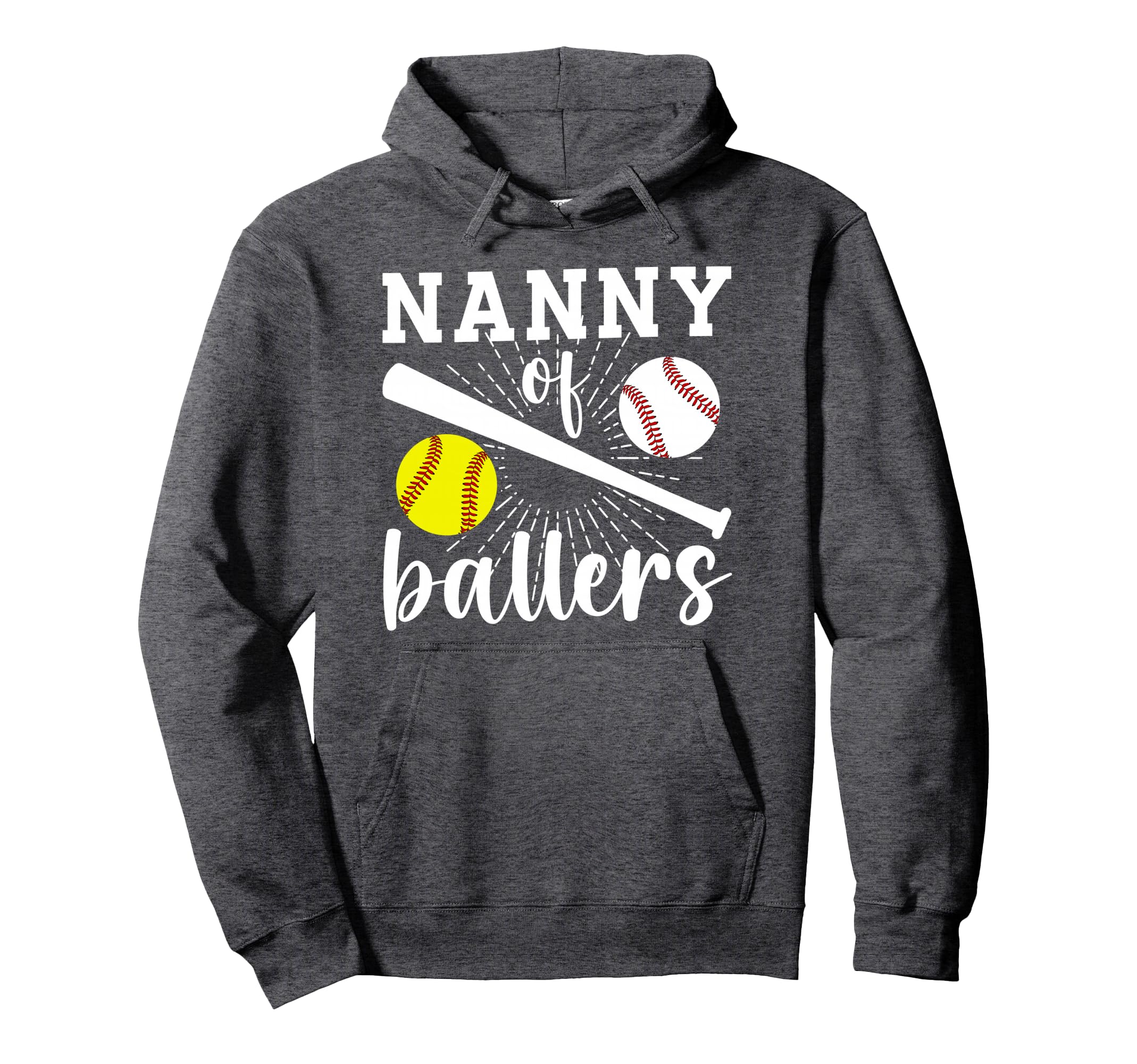 Nanny Ballers Baseball Softball Nanny Hoodie - Unique Graphic Unisex - T-Shirt, Sweatshirt, Hoodie