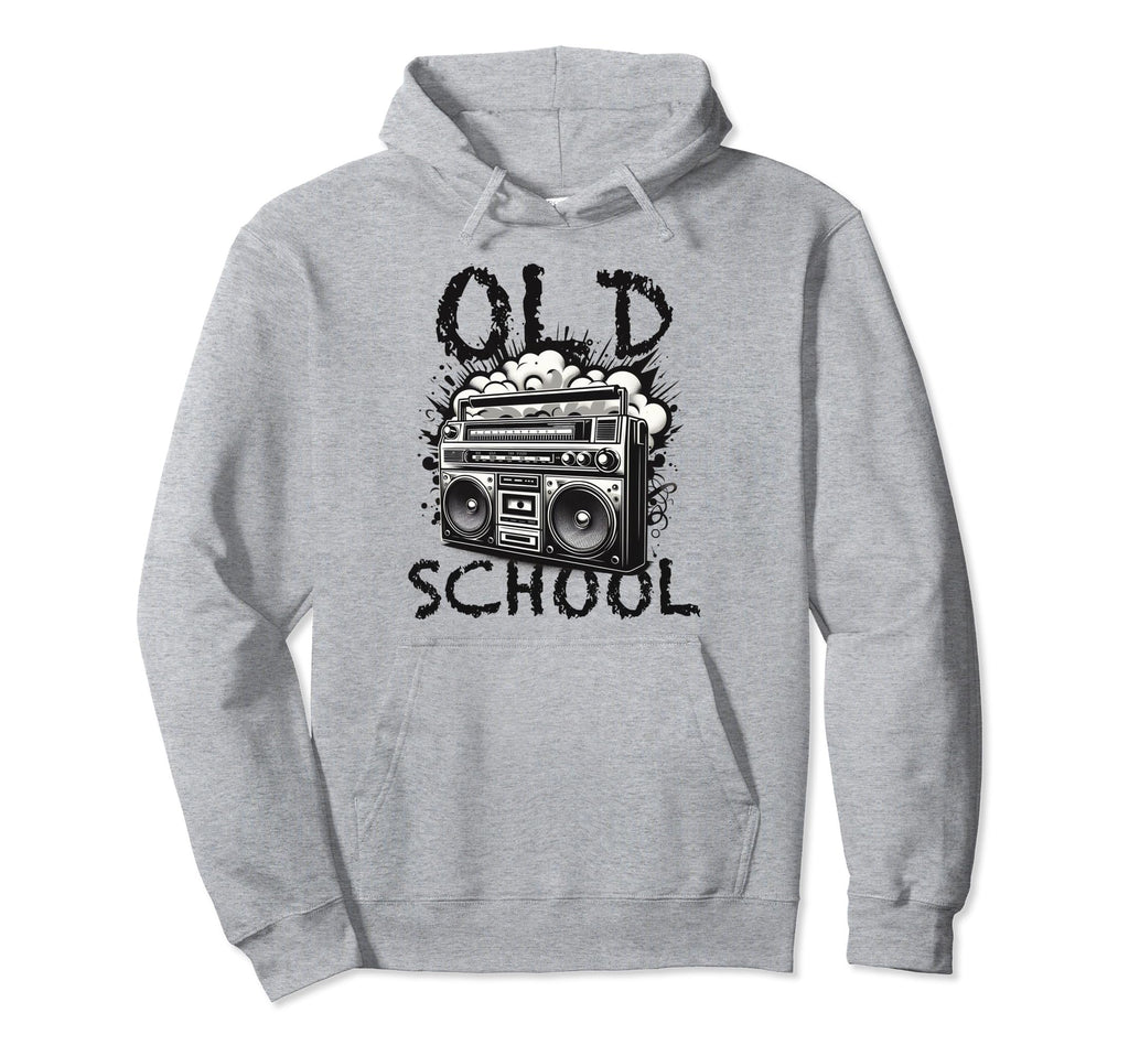 Old School Boombox Black White Hip Hop Hoodie - Novelty Apparel Unisex - T-Shirt, Sweatshirt, Hoodie