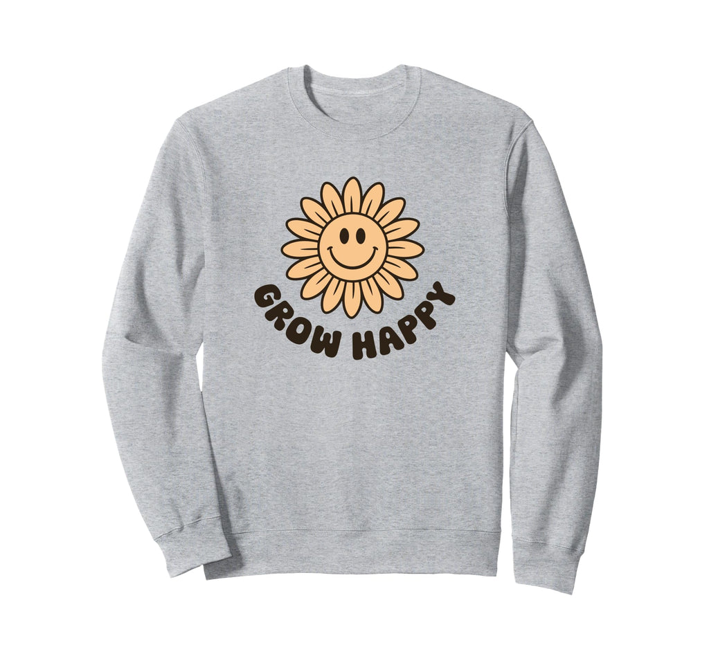 Grow Happy Sunflower Smile Face Sweatshirt - Custom Art Print for Adults - T-Shirt, Sweatshirt, Hoodie