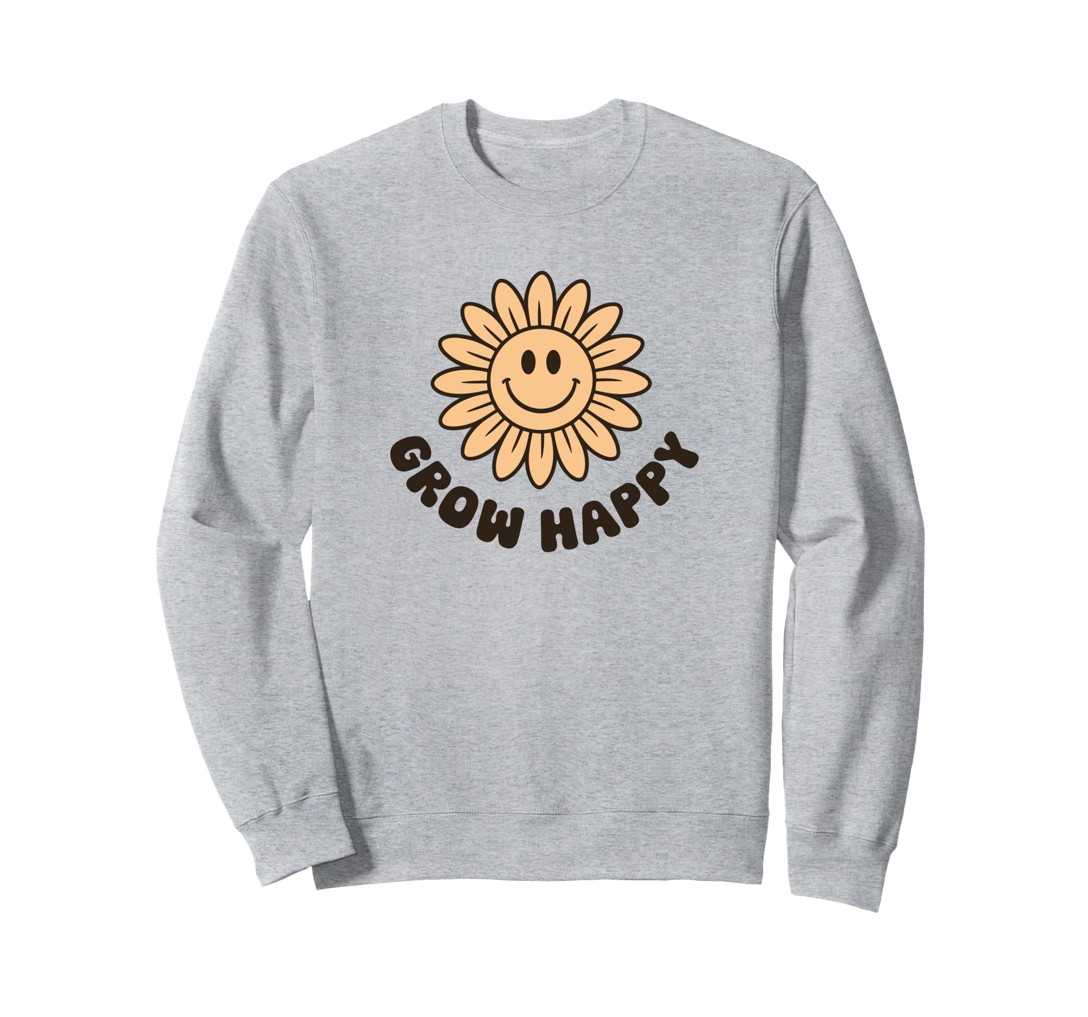 Grow Happy Sunflower Smile Face Sweatshirt - Custom Art Print for Adults - T-Shirt, Sweatshirt, Hoodie