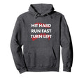 Baseball Hit Hard Run Fast Turn Left Hoodie - Minimalist Print Men Women - T-Shirt, Sweatshirt, Hoodie