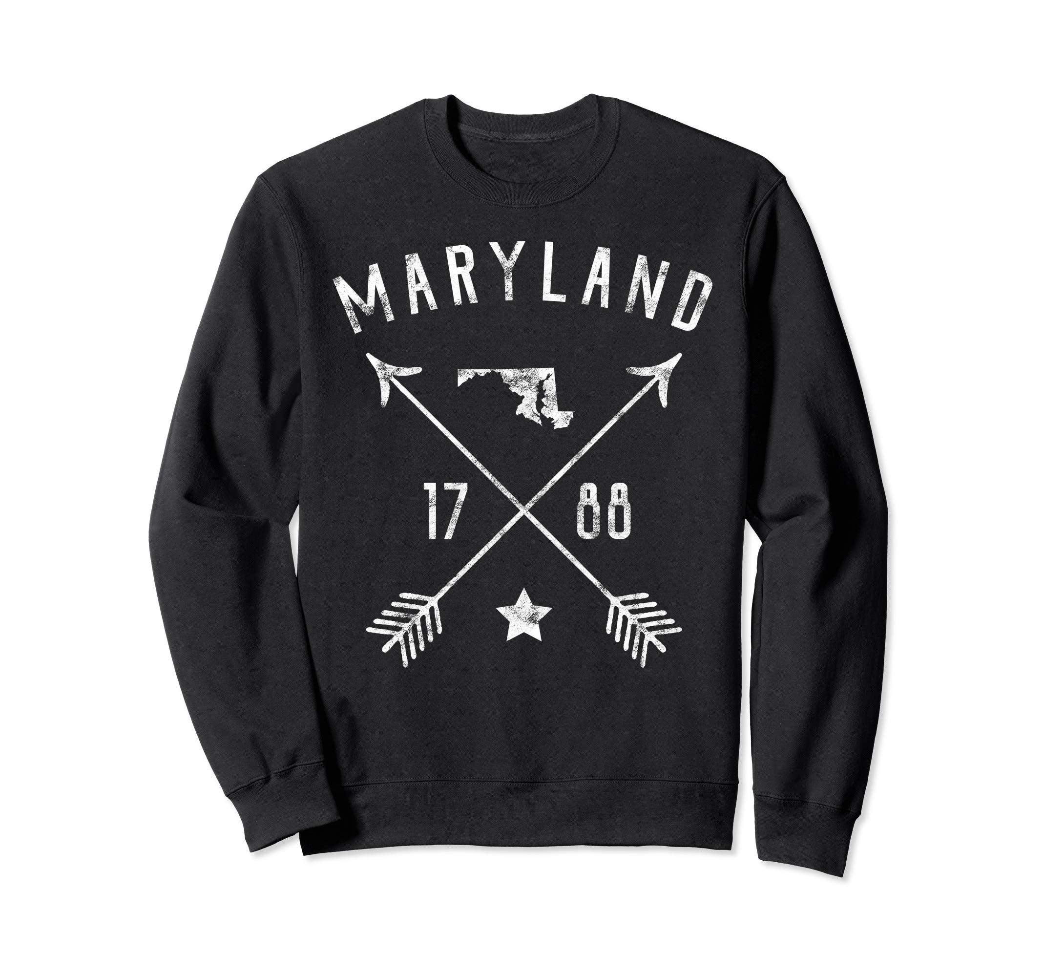 Maryland Home State Map Distressed Sweatshirt - Trendy Graphic Men Women - T-Shirt, Sweatshirt, Hoodie