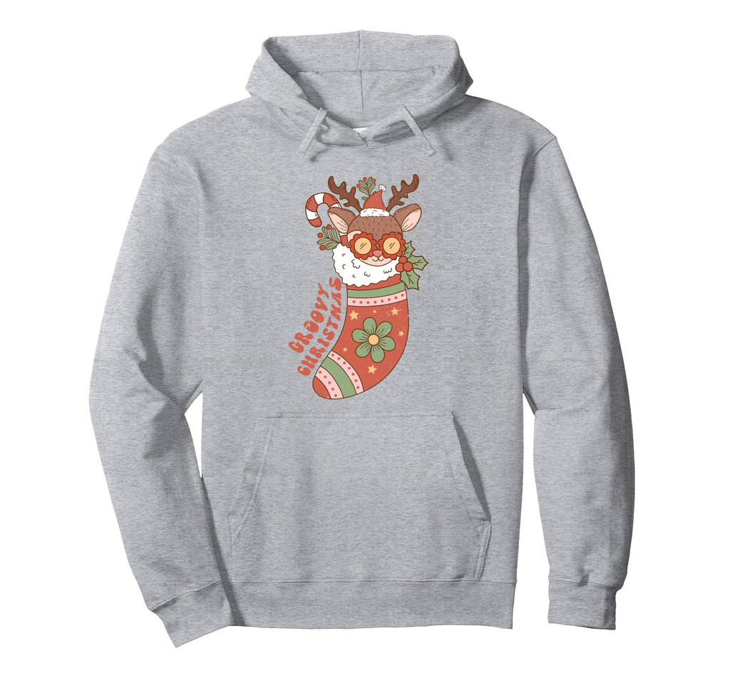 Groovy Reindeer Stocking Boho Hoodie - Fun Novelty Design Men Women - T-Shirt, Sweatshirt, Hoodie