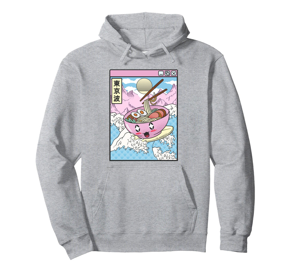 Surfing Ramen Bowl Japanese Waves Anime Hoodie - Aesthetic Graphic Unisex - T-Shirt, Sweatshirt, Hoodie