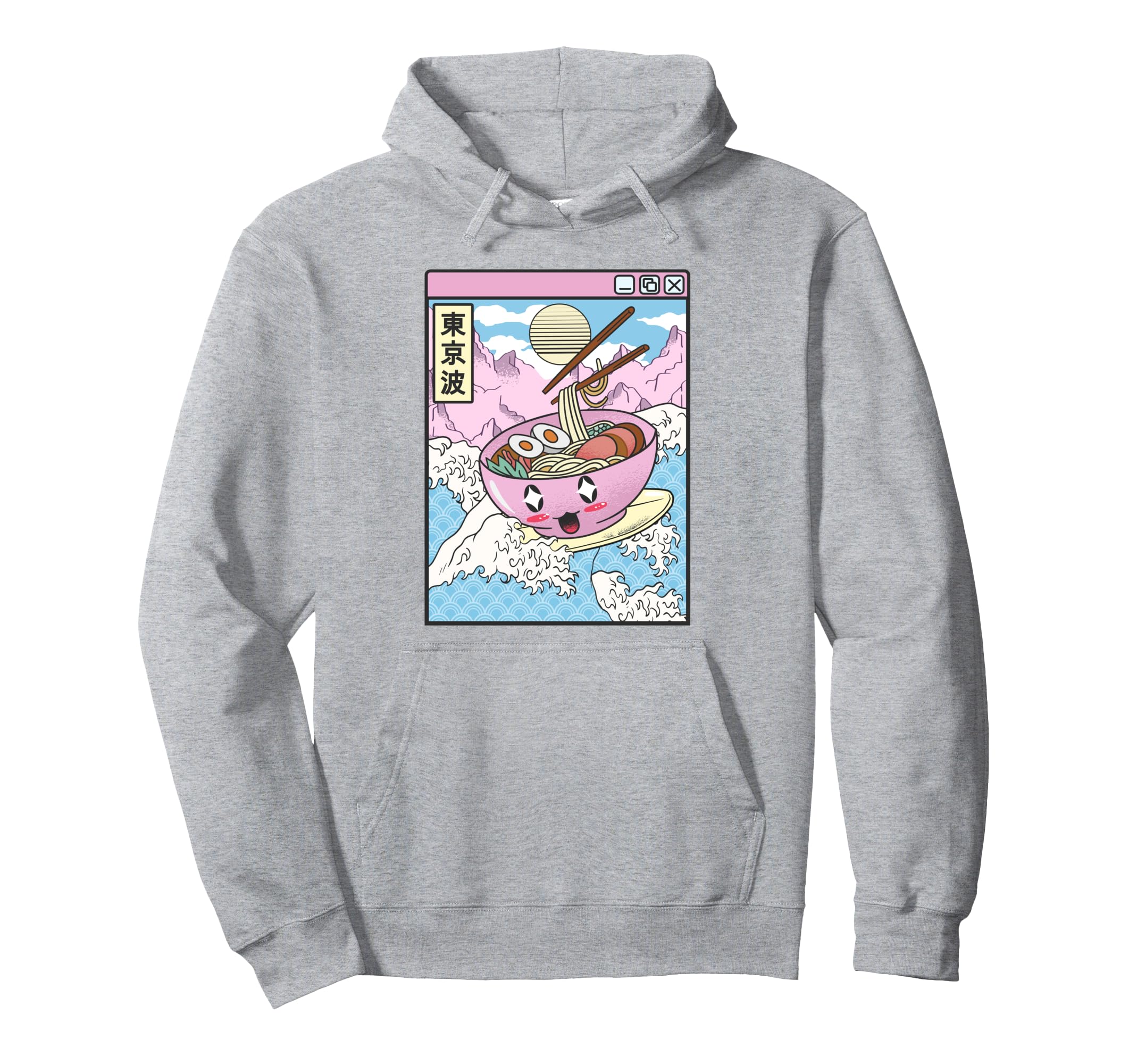 Surfing Ramen Bowl Japanese Waves Anime Hoodie - Aesthetic Graphic Unisex - T-Shirt, Sweatshirt, Hoodie