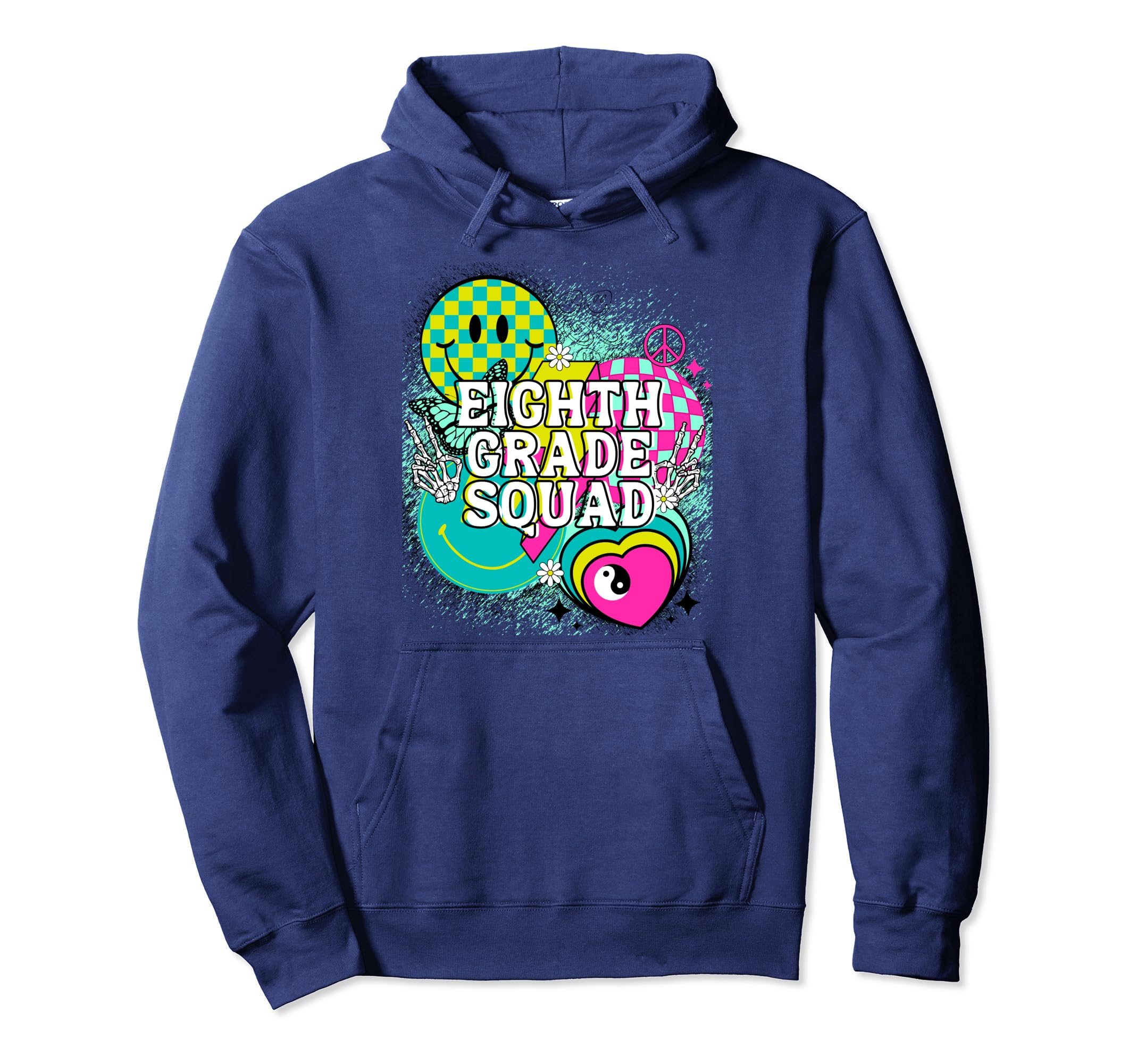 8Th Grade Happy Butterfly Y2K Preppy Hoodie - Casual Everyday Wear Unisex - T-Shirt, Sweatshirt, Hoodie