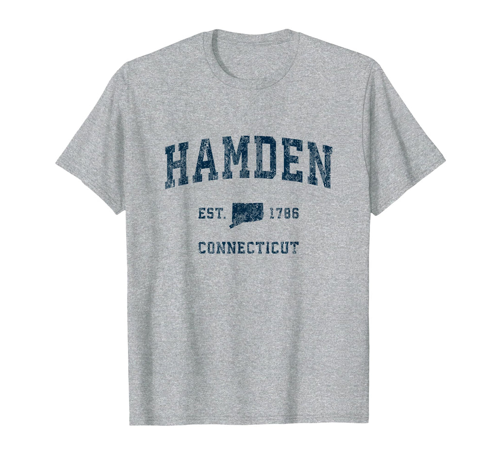 Hamden Connecticut Ct Sports Navy T-Shirt - Fun Novelty Design Men Women - T-Shirt, Sweatshirt, Hoodie