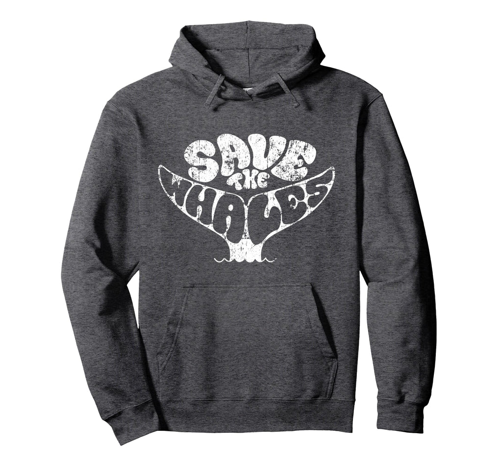 Save Whales Distressed Environmental Hoodie - Novelty Apparel Unisex - T-Shirt, Sweatshirt, Hoodie