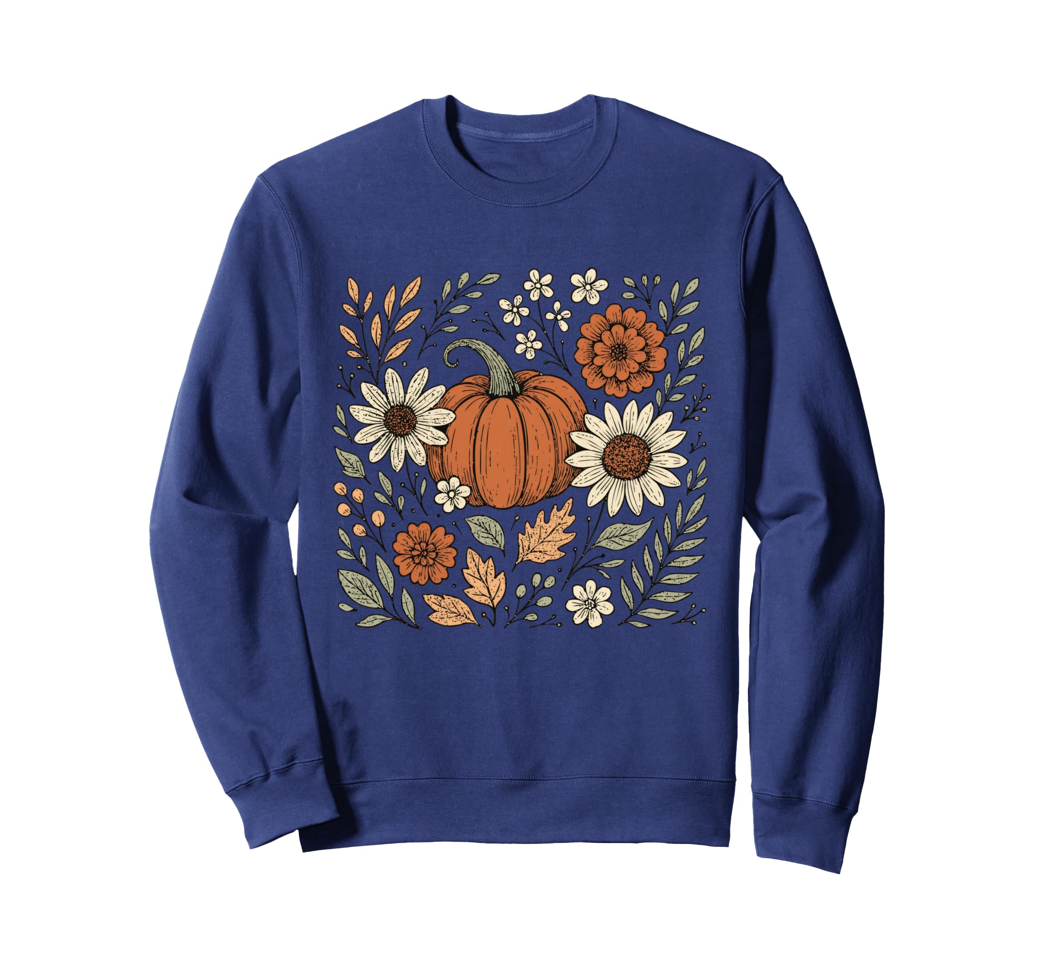 Floral Boho Pumpkin Halloween Sweatshirt - Aesthetic Graphic for Adults - T-Shirt, Sweatshirt, Hoodie