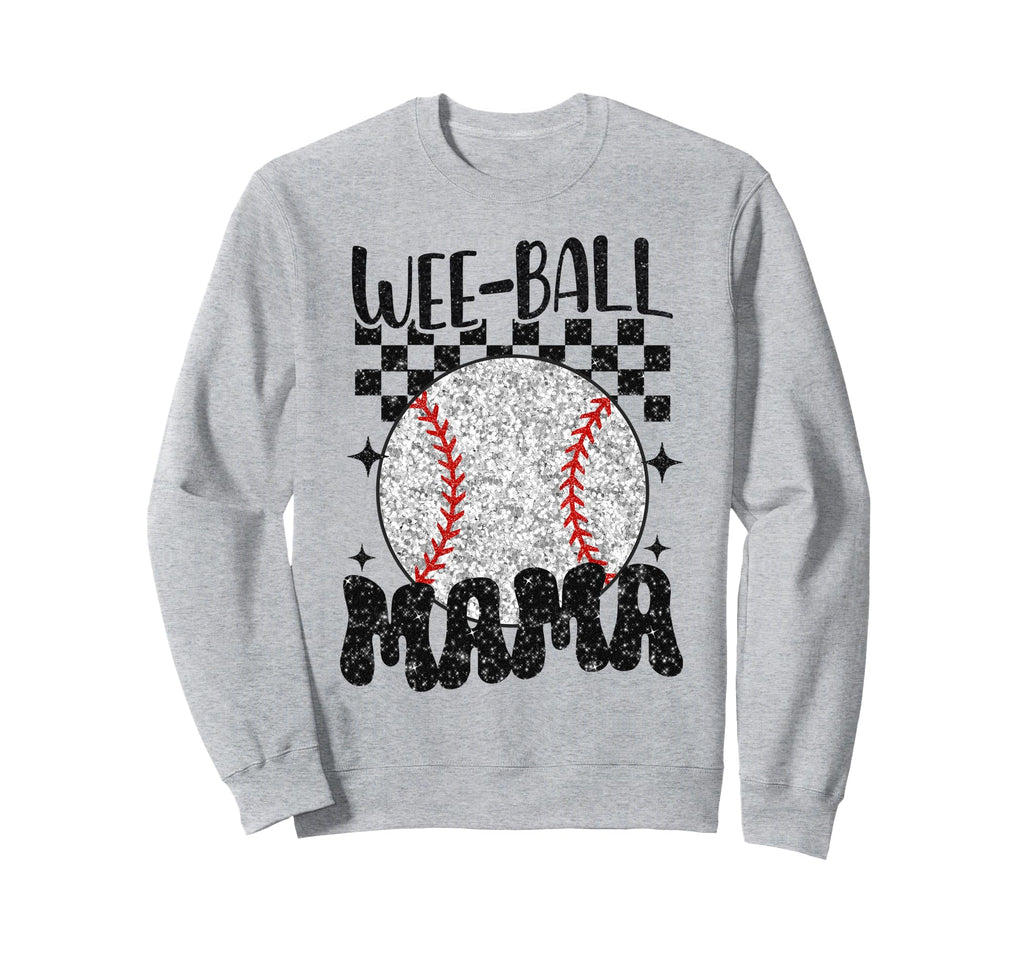 Wee Ball Mama Leopard Baseball Sweatshirt - Casual Everyday Wear Men Women - T-Shirt, Sweatshirt, Hoodie