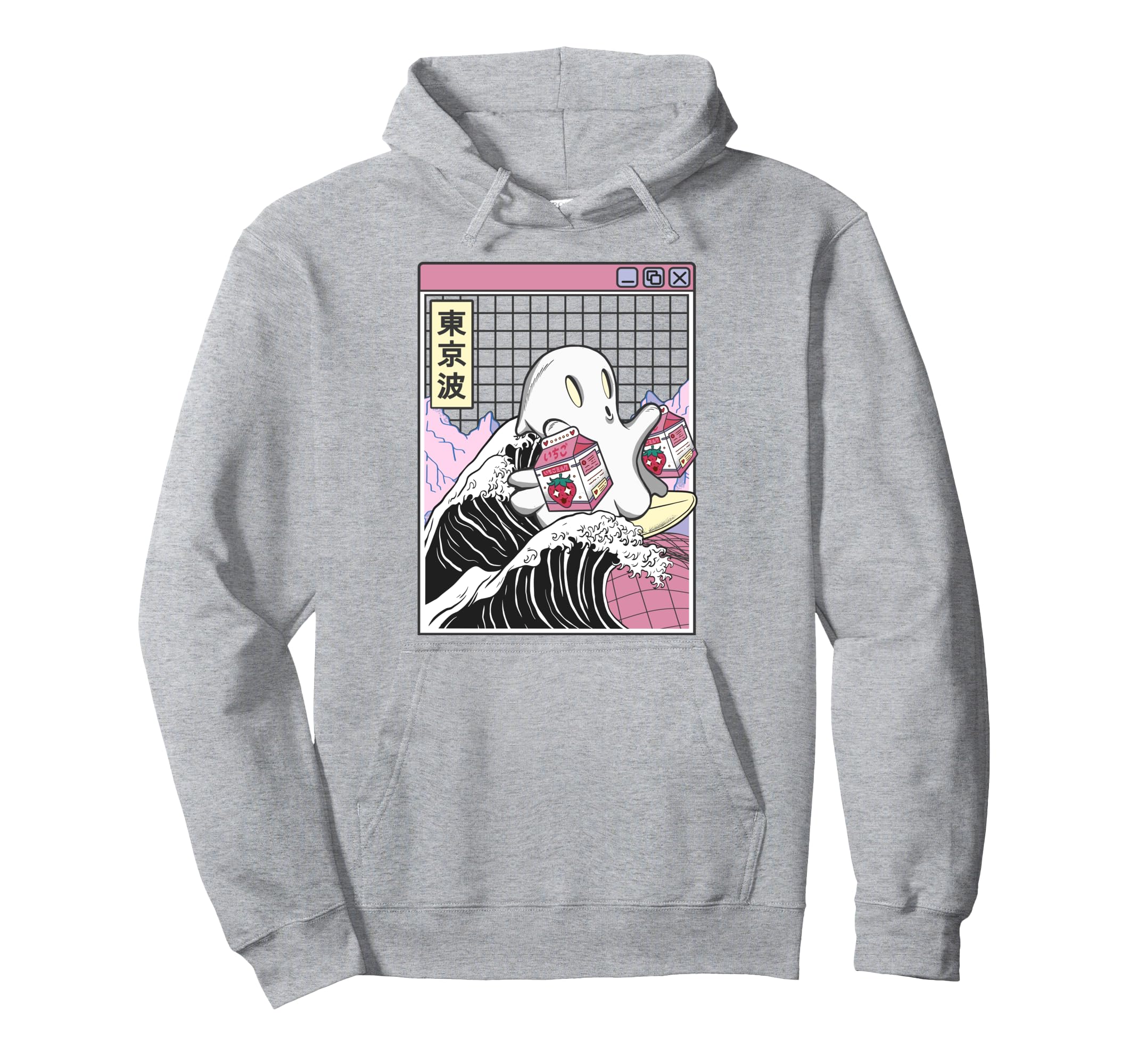 Surfing Ghost Strawberry Milk Cartons Hoodie - Custom Art Print Men Women - T-Shirt, Sweatshirt, Hoodie