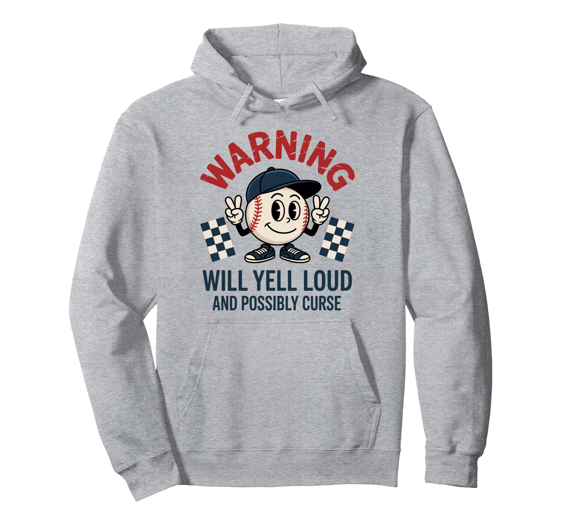 Baseball Warning Will Yell Loud Possibly Hoodie - Graphic Print Men Women - T-Shirt, Sweatshirt, Hoodie