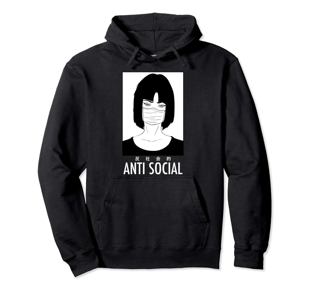 Anti Social Japanese Kanji Text Hoodie - Casual Everyday Wear for Adults - T-Shirt, Sweatshirt, Hoodie