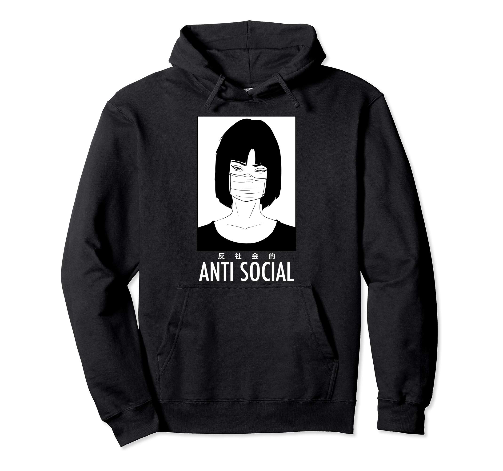 Anti Social Japanese Kanji Text Hoodie - Casual Everyday Wear for Adults - T-Shirt, Sweatshirt, Hoodie