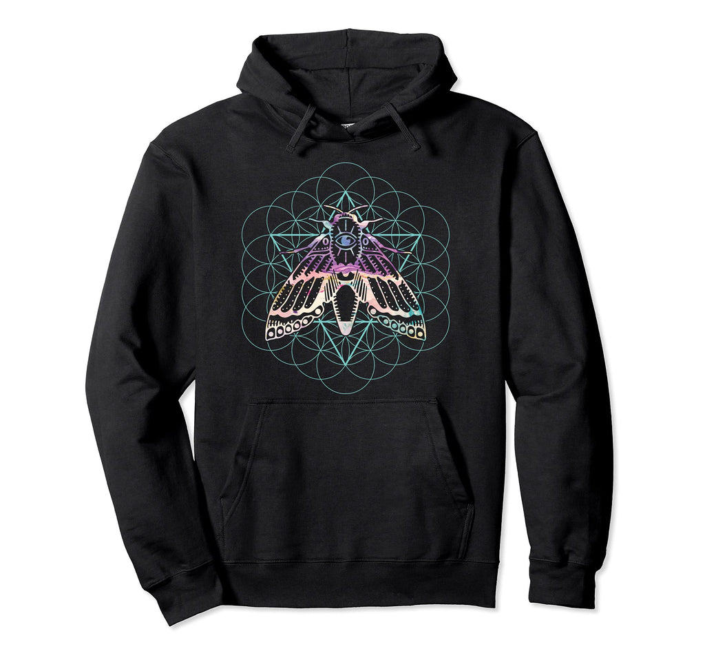 Animal Moth Insect Sacred Geometry Pagan Hoodie - Unique Graphic Men Women - T-Shirt, Sweatshirt, Hoodie