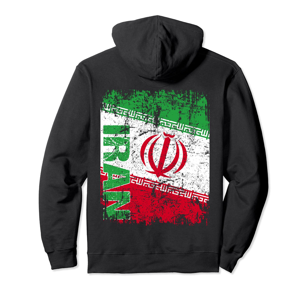 Iran Flag Distressed Iran Hoodie - Novelty Apparel for Adults - T-Shirt, Sweatshirt, Hoodie