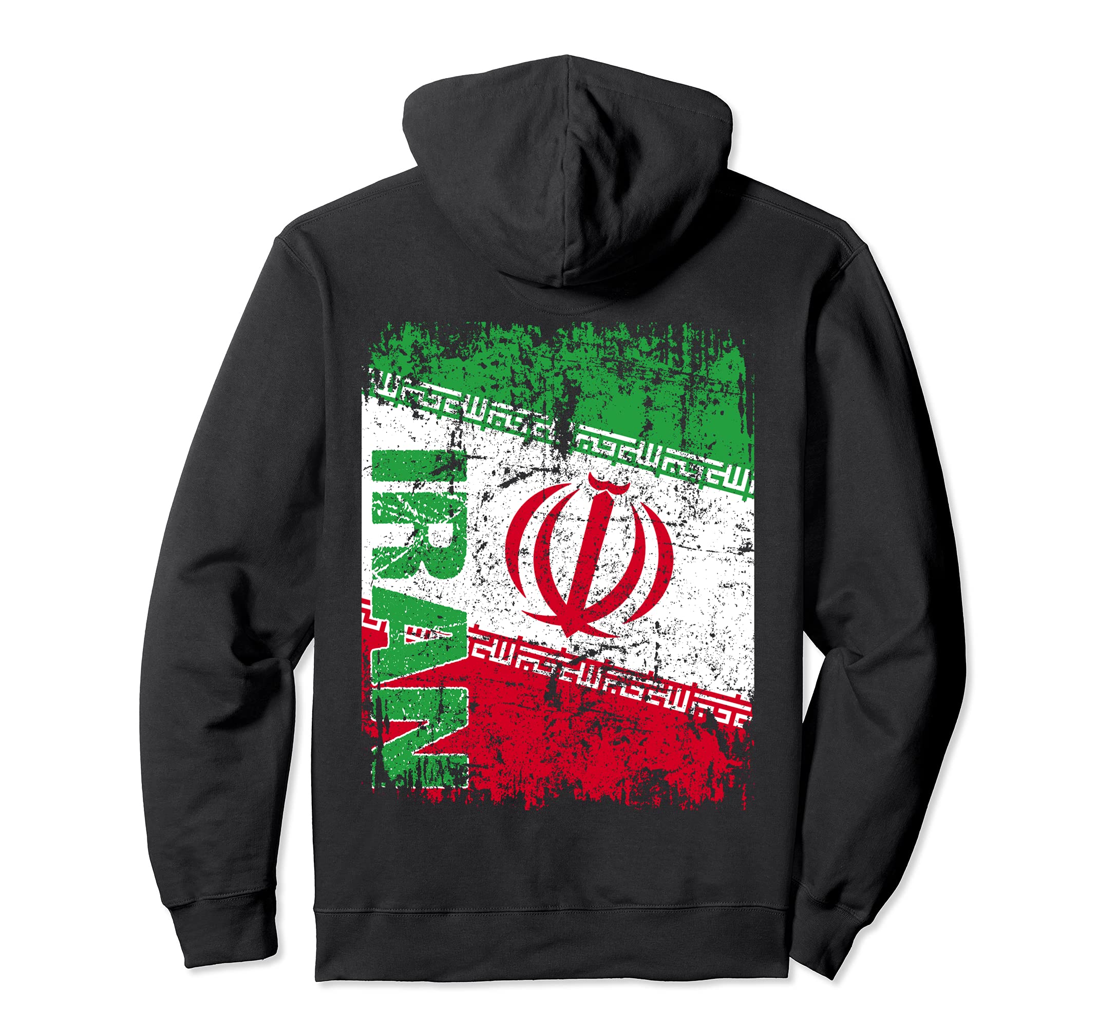 Iran Flag Distressed Iran Hoodie - Novelty Apparel for Adults - T-Shirt, Sweatshirt, Hoodie