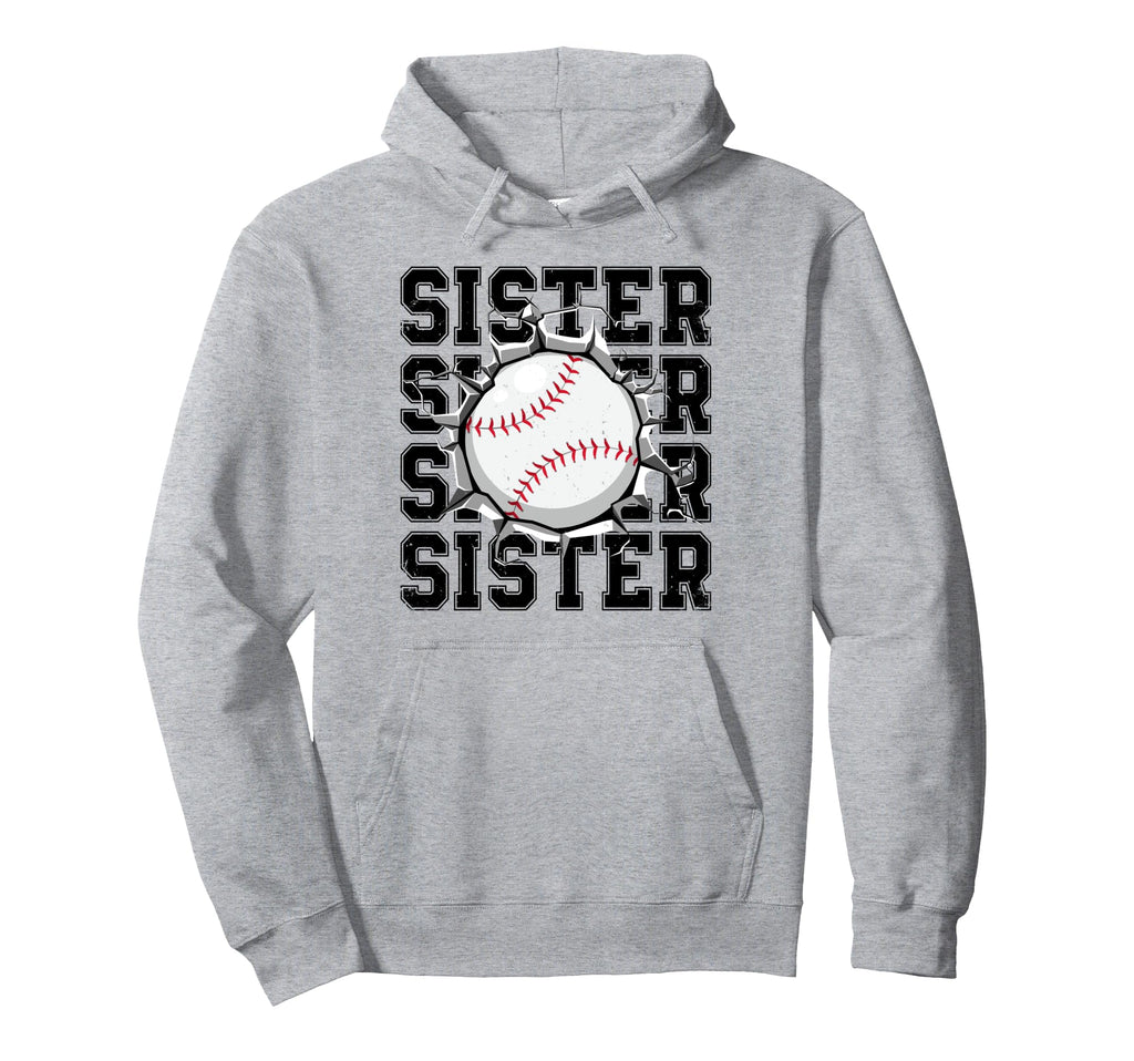 Baseball Sister Cracked Wall Family Hoodie - Trendy Graphic for Adults - T-Shirt, Sweatshirt, Hoodie