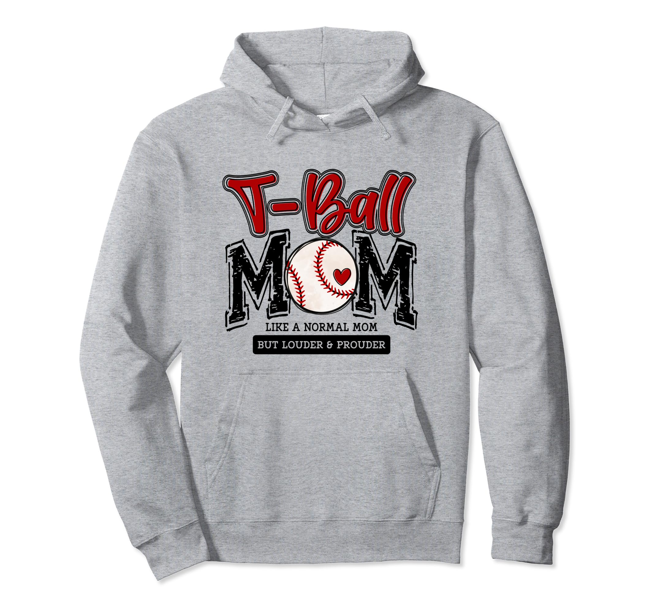 T Ball Mom Red Varsity Baseball Mama Hoodie - Trendy Graphic for Adults - T-Shirt, Sweatshirt, Hoodie