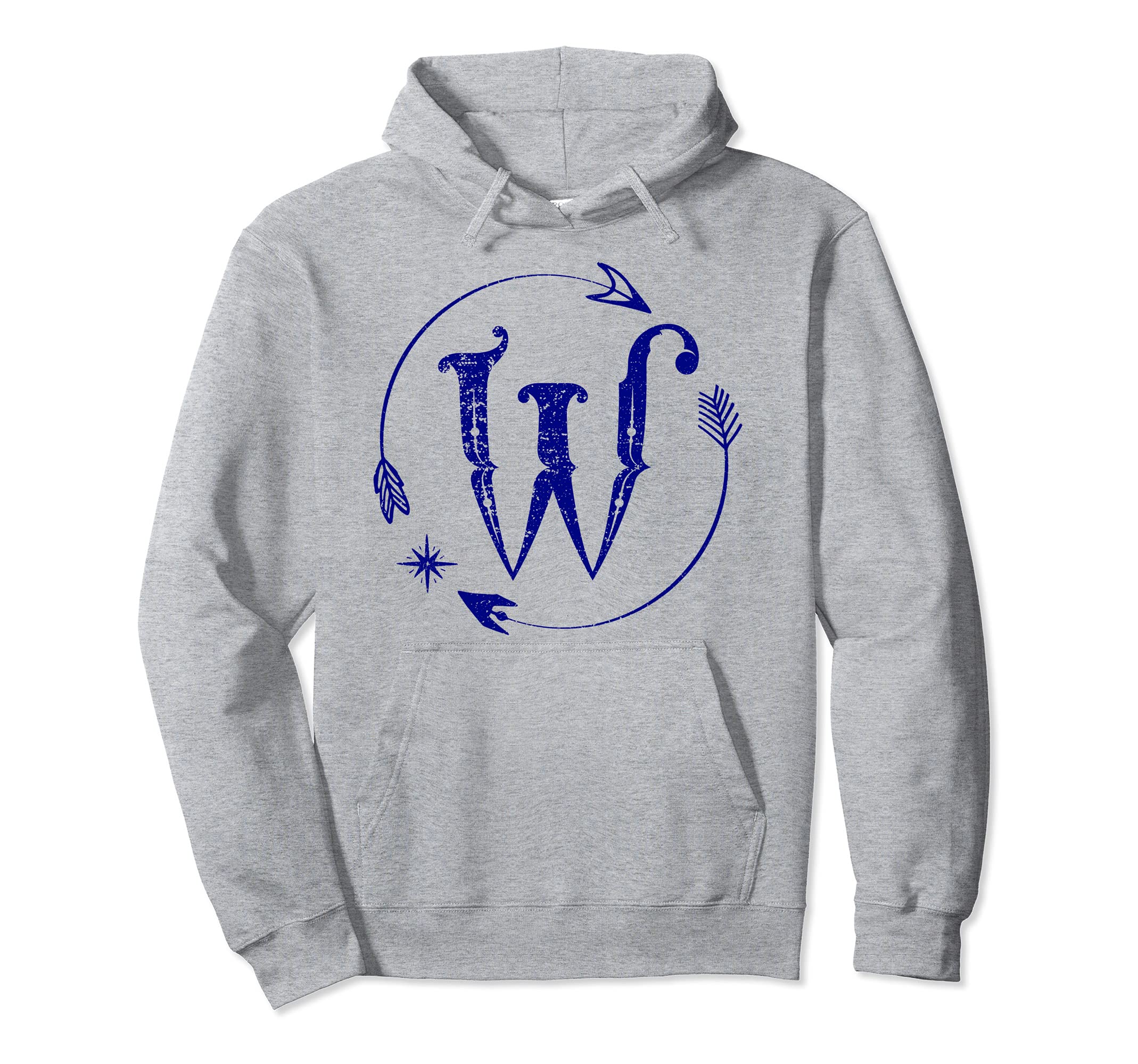 Initial W Monogram Boho Name Letter W Hoodie - Custom Art Print Men Women - T-Shirt, Sweatshirt, Hoodie