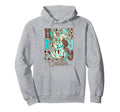 Cowhide Leopard Blue Turquoise Howdy Hoodie - Minimalist Print for Adults - T-Shirt, Sweatshirt, Hoodie