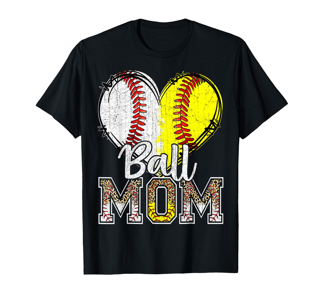 Mom Both Ball Mom Half Softball Half T-Shirt - Graphic Print for Adults - T-Shirt, Sweatshirt, Hoodie