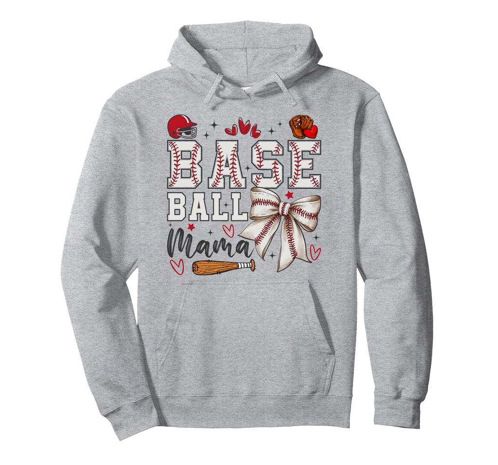 Baseball Mama Coquette Bow Game Day Hoodie - Unique Graphic for Adults - T-Shirt, Sweatshirt, Hoodie