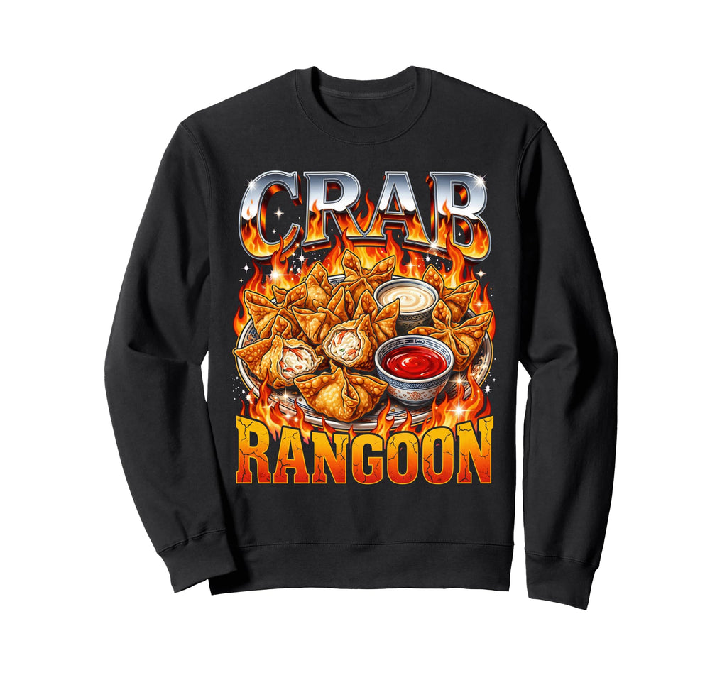 Fiery 90S Bootleg Crab Rangoon Foodie Sweatshirt - Aesthetic Graphic Unisex - T-Shirt, Sweatshirt, Hoodie