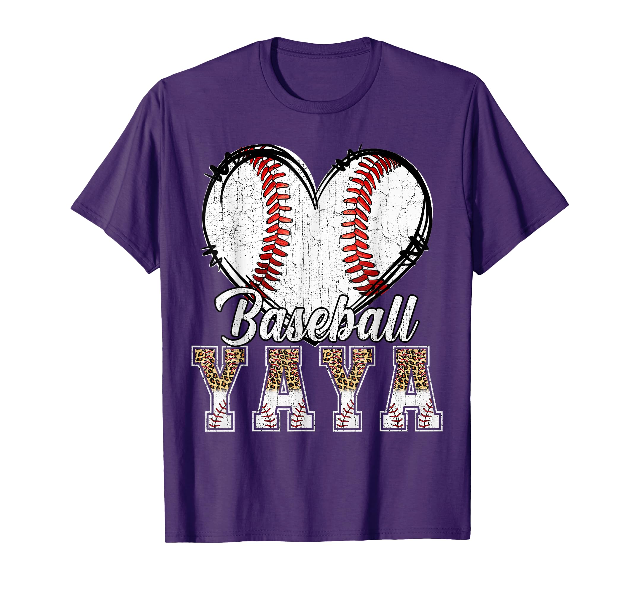 Softball Baseball Yaya Heart Leopard T-Shirt - Streetwear Style for Adults - T-Shirt, Sweatshirt, Hoodie