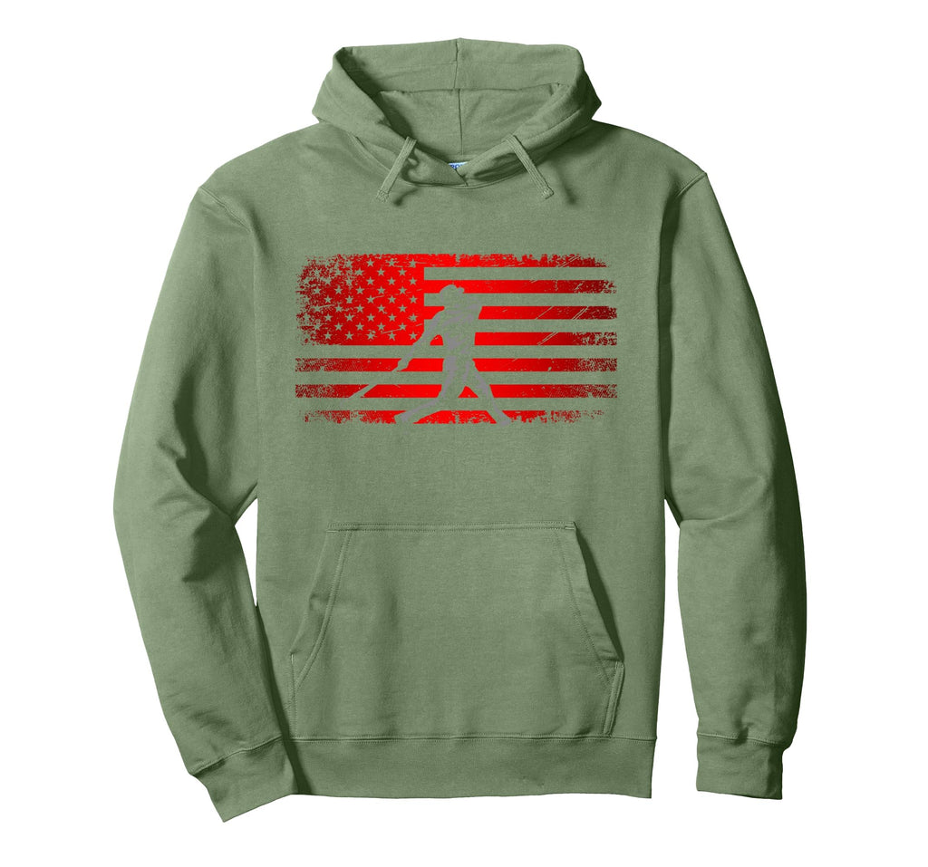 American Flag Baseball Baseball Hoodie - Minimalist Print Unisex - T-Shirt, Sweatshirt, Hoodie