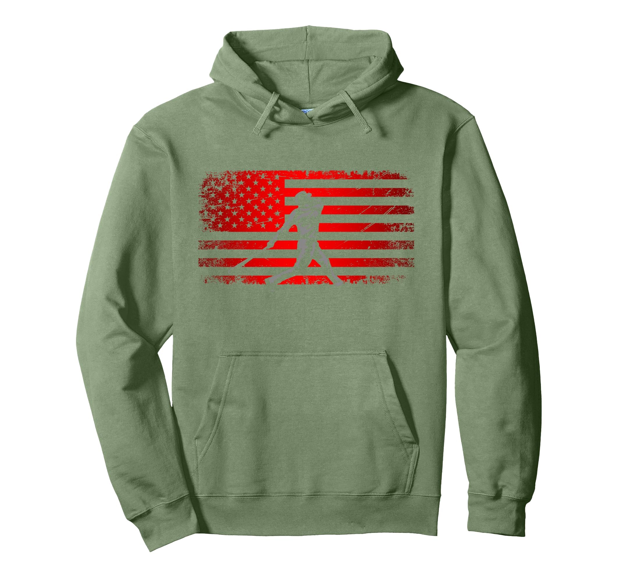 American Flag Baseball Baseball Hoodie - Minimalist Print Unisex - T-Shirt, Sweatshirt, Hoodie