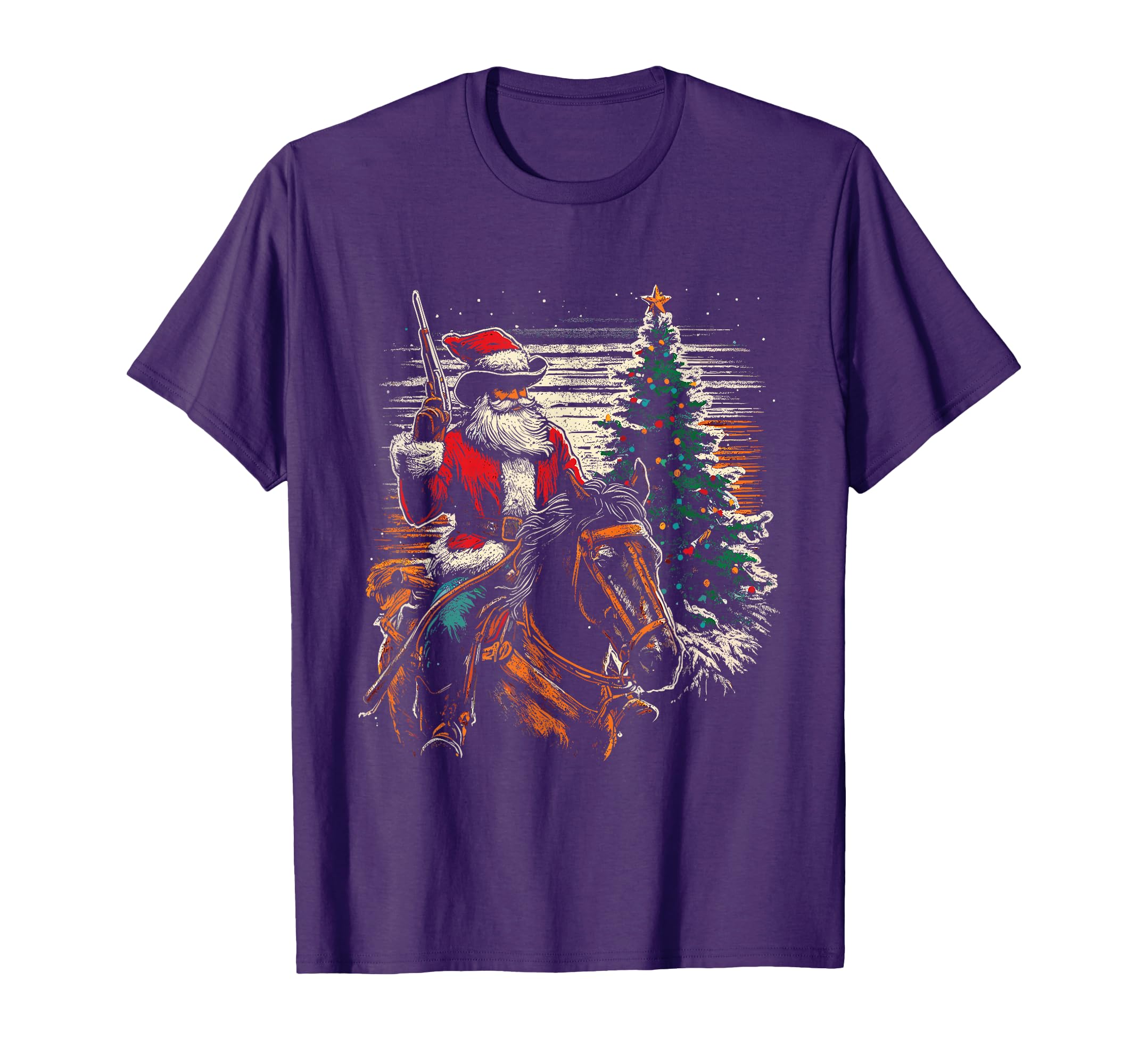 Santa Claus Cowboy Tree Cowboy Lover T-Shirt - Aesthetic Graphic for Adults - T-Shirt, Sweatshirt, Hoodie