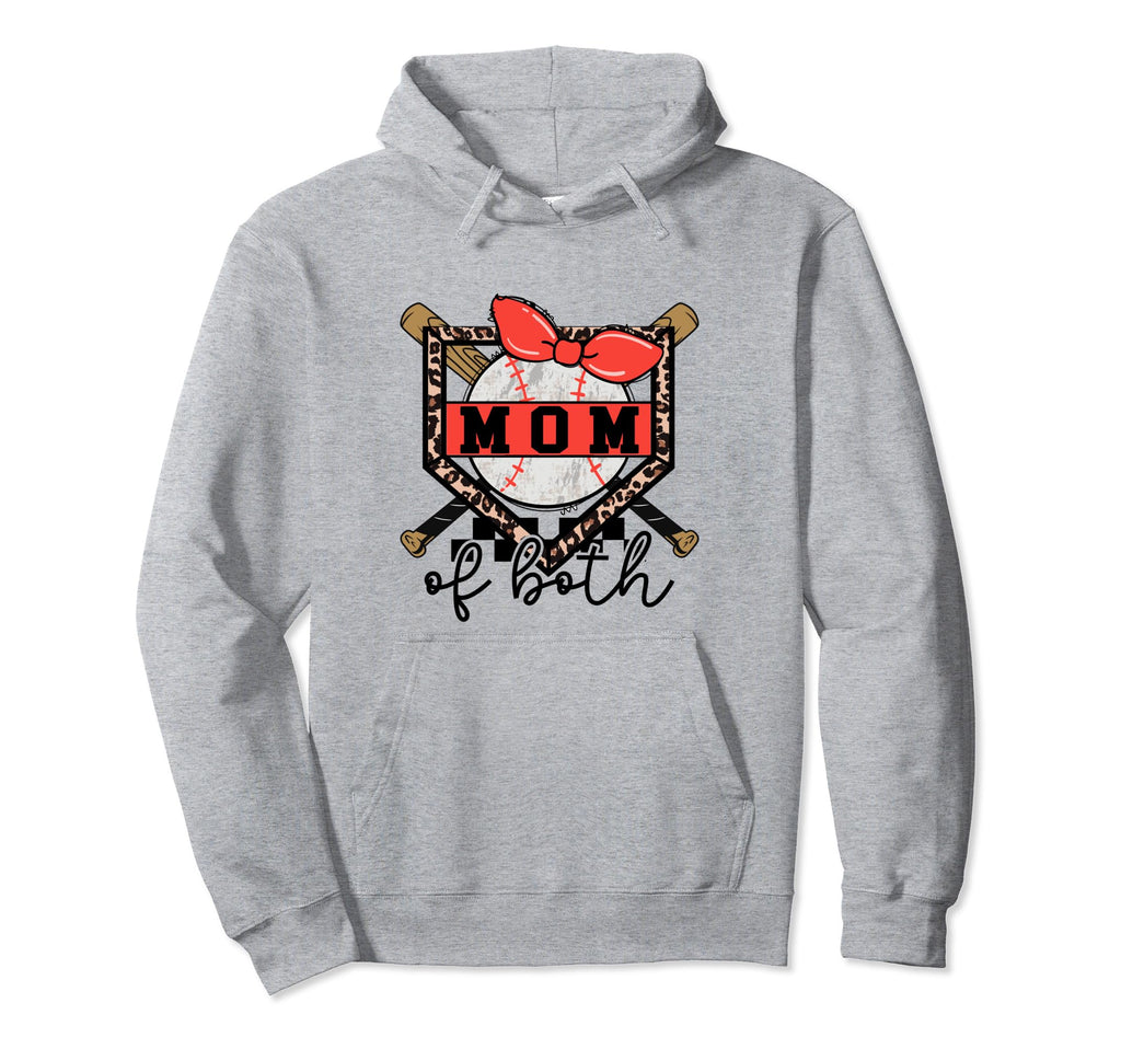 Mom Both Softball Baseball Mama Moms Hoodie - Graphic Print for Adults - T-Shirt, Sweatshirt, Hoodie