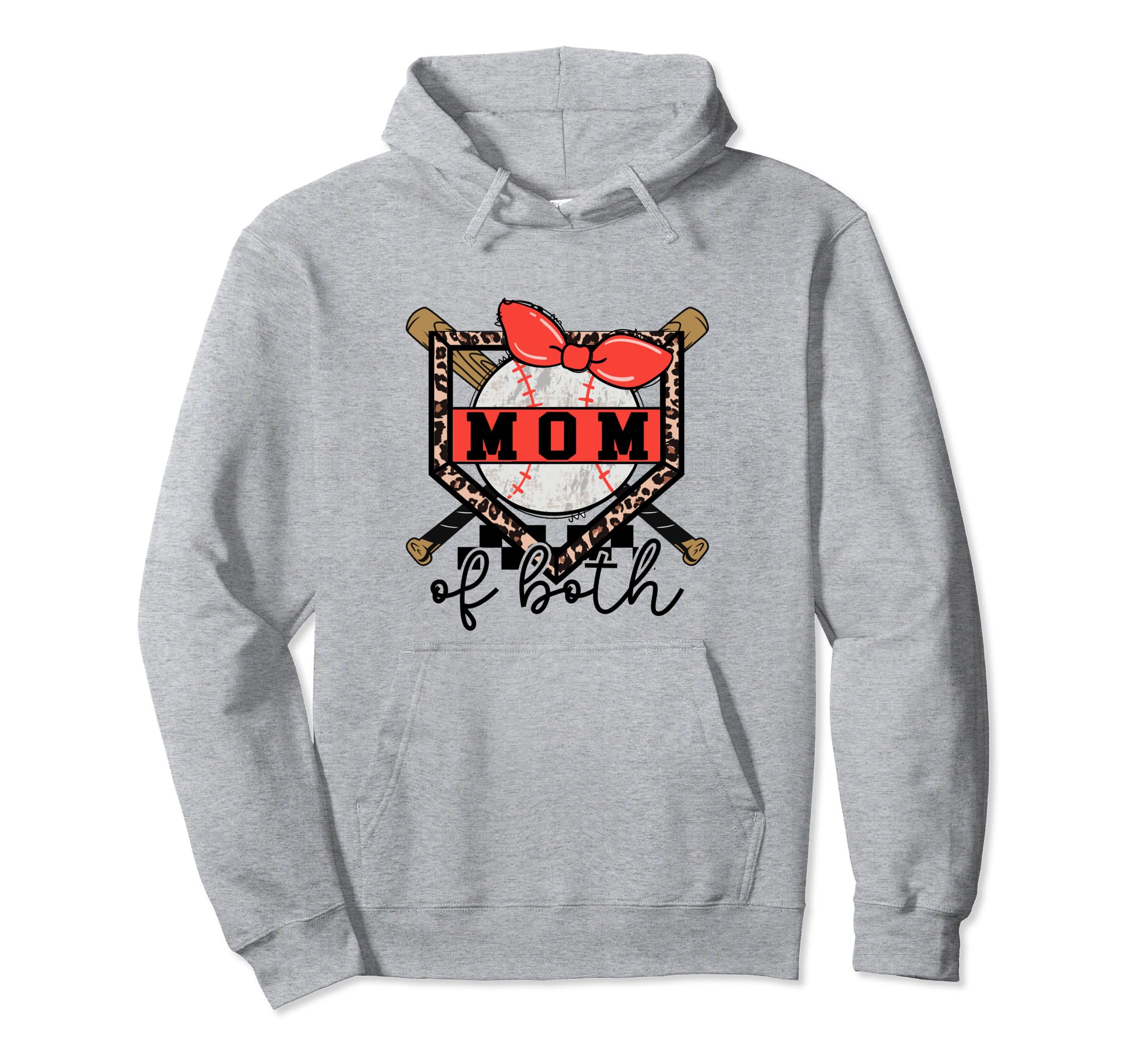 Mom Both Softball Baseball Mama Moms Hoodie - Graphic Print for Adults - T-Shirt, Sweatshirt, Hoodie