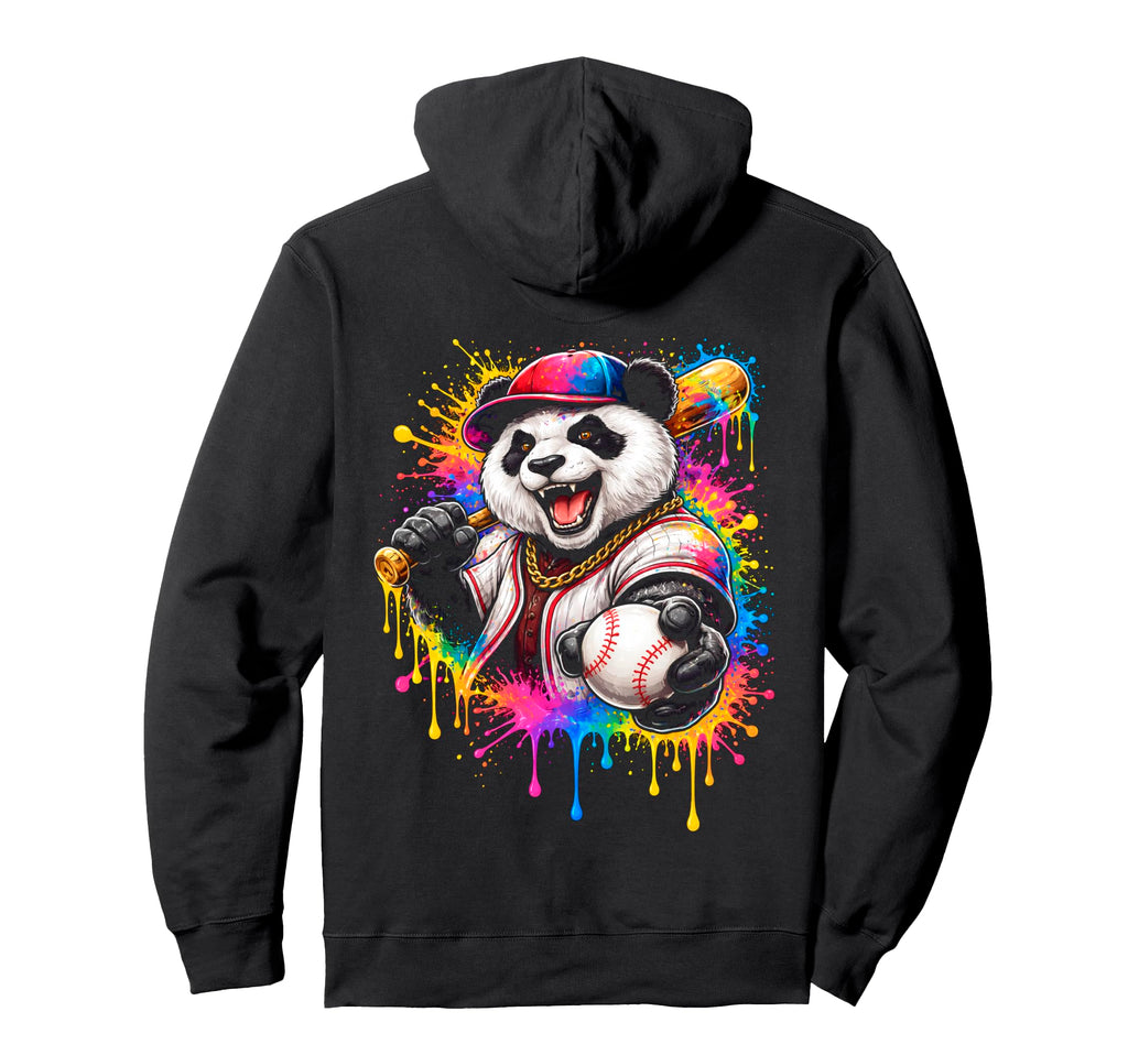 Panda Baseball Player Paint Splash Hoodie - Aesthetic Graphic for Adults - T-Shirt, Sweatshirt, Hoodie