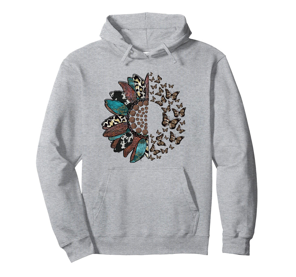 Western Sunflower Butterflies Hoodie - Casual Everyday Wear Men Women - T-Shirt, Sweatshirt, Hoodie