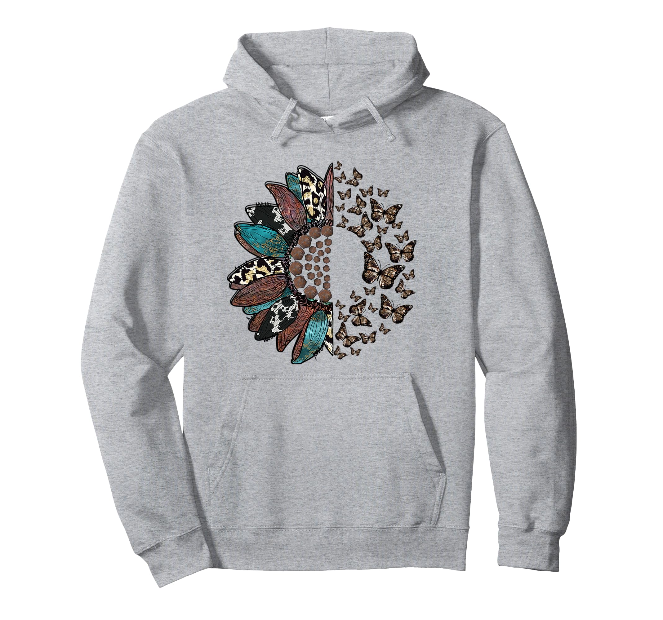 Western Sunflower Butterflies Hoodie - Casual Everyday Wear Men Women - T-Shirt, Sweatshirt, Hoodie
