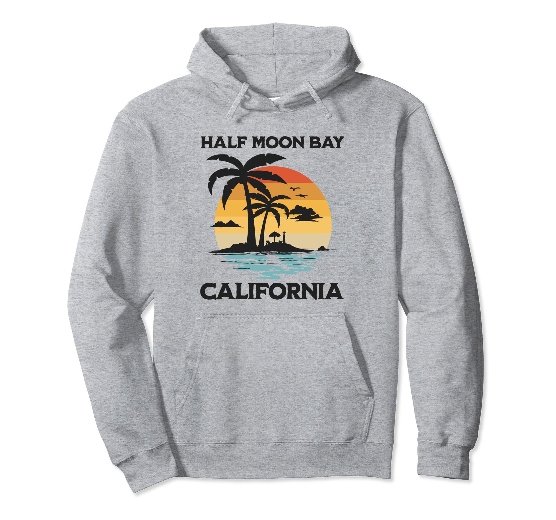 Half Moon Bay California Beach Surf Hoodie - Graphic Print Men Women - T-Shirt, Sweatshirt, Hoodie