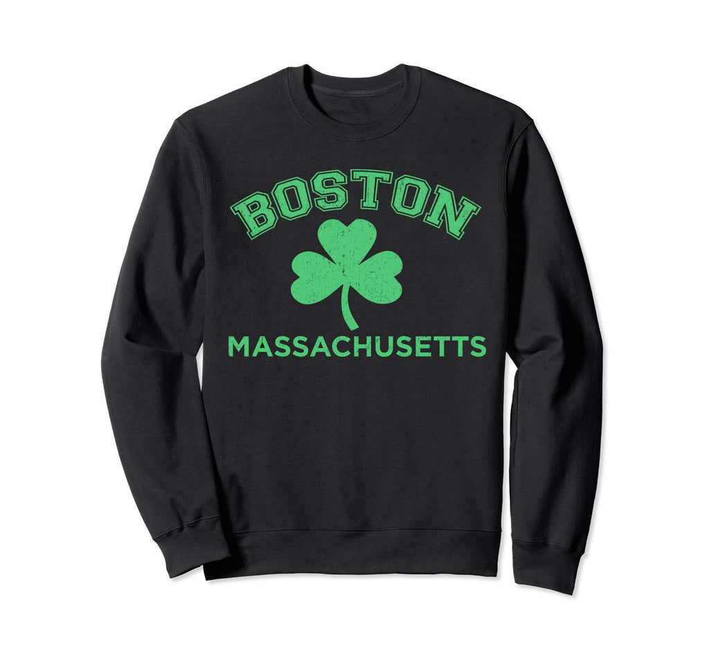 Boston Massachusetts Shamrock Sweatshirt - Fun Novelty Design for Adults - T-Shirt, Sweatshirt, Hoodie