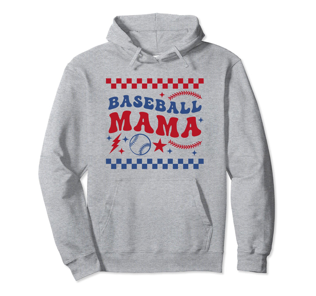 Baseball Mama Groovy Patriotic Sports Hoodie - Aesthetic Graphic Men Women - T-Shirt, Sweatshirt, Hoodie