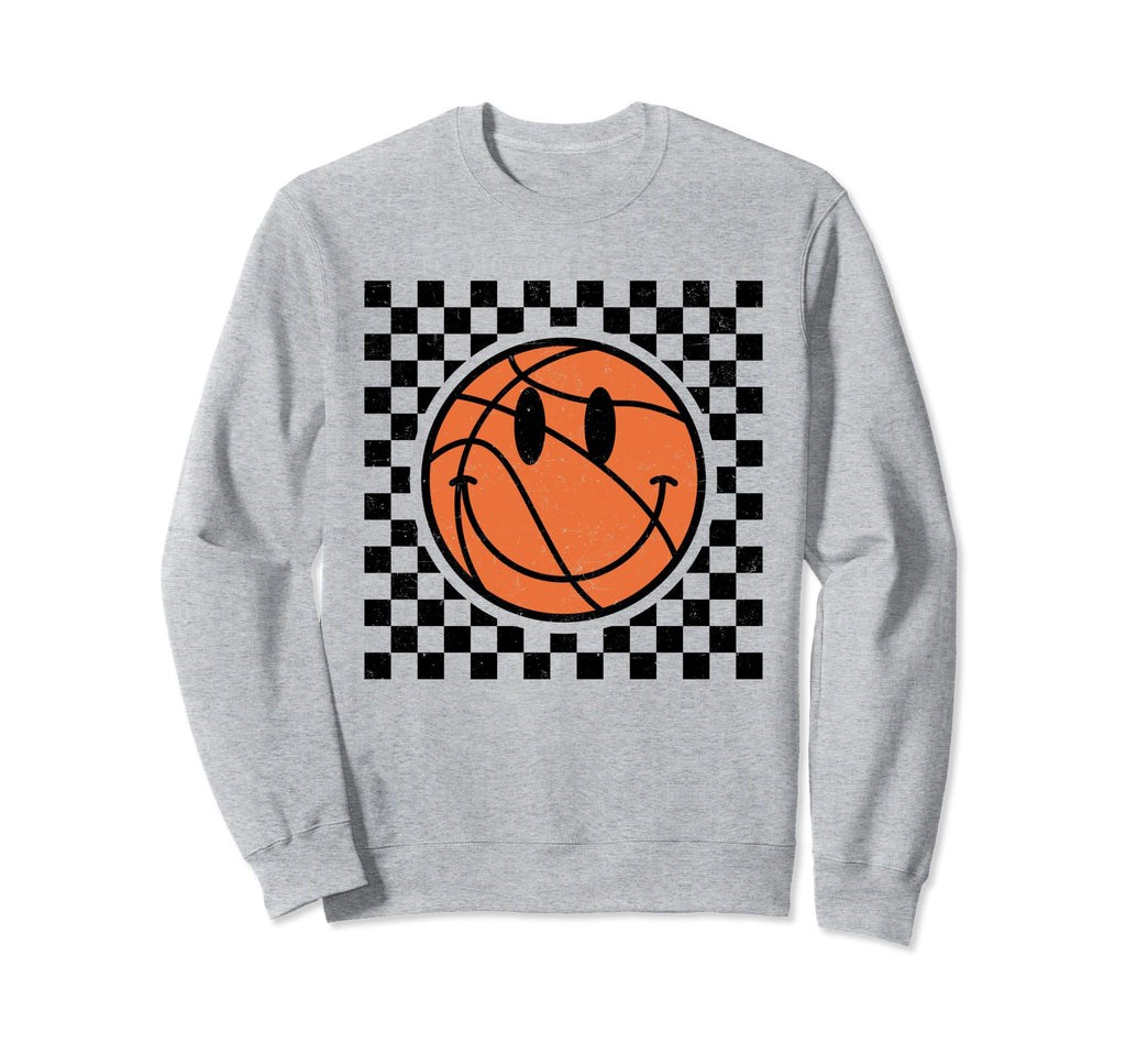 Game Day Basketball Smile Face Sweatshirt - Casual Everyday Wear Unisex - T-Shirt, Sweatshirt, Hoodie