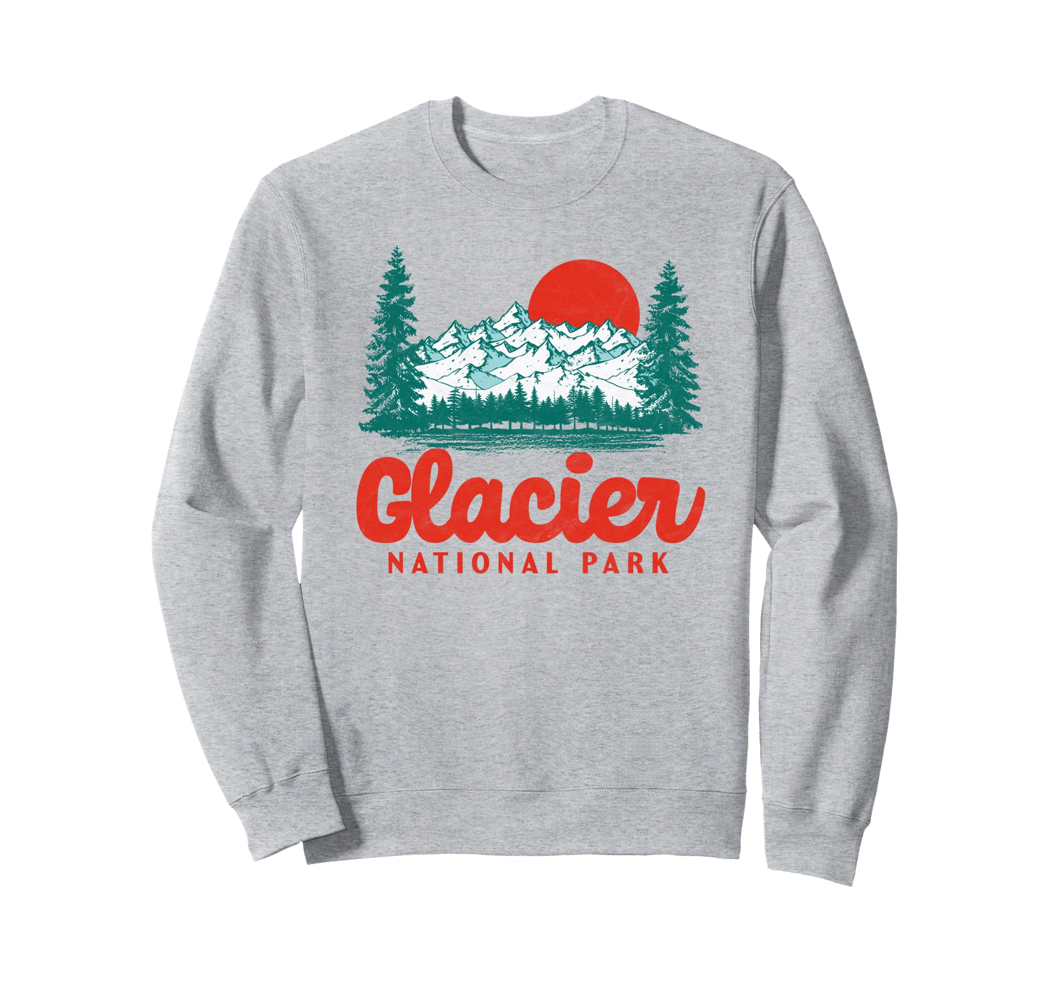 Glacier National Park 80S Mountain Sweatshirt - Minimalist Print Unisex - T-Shirt, Sweatshirt, Hoodie