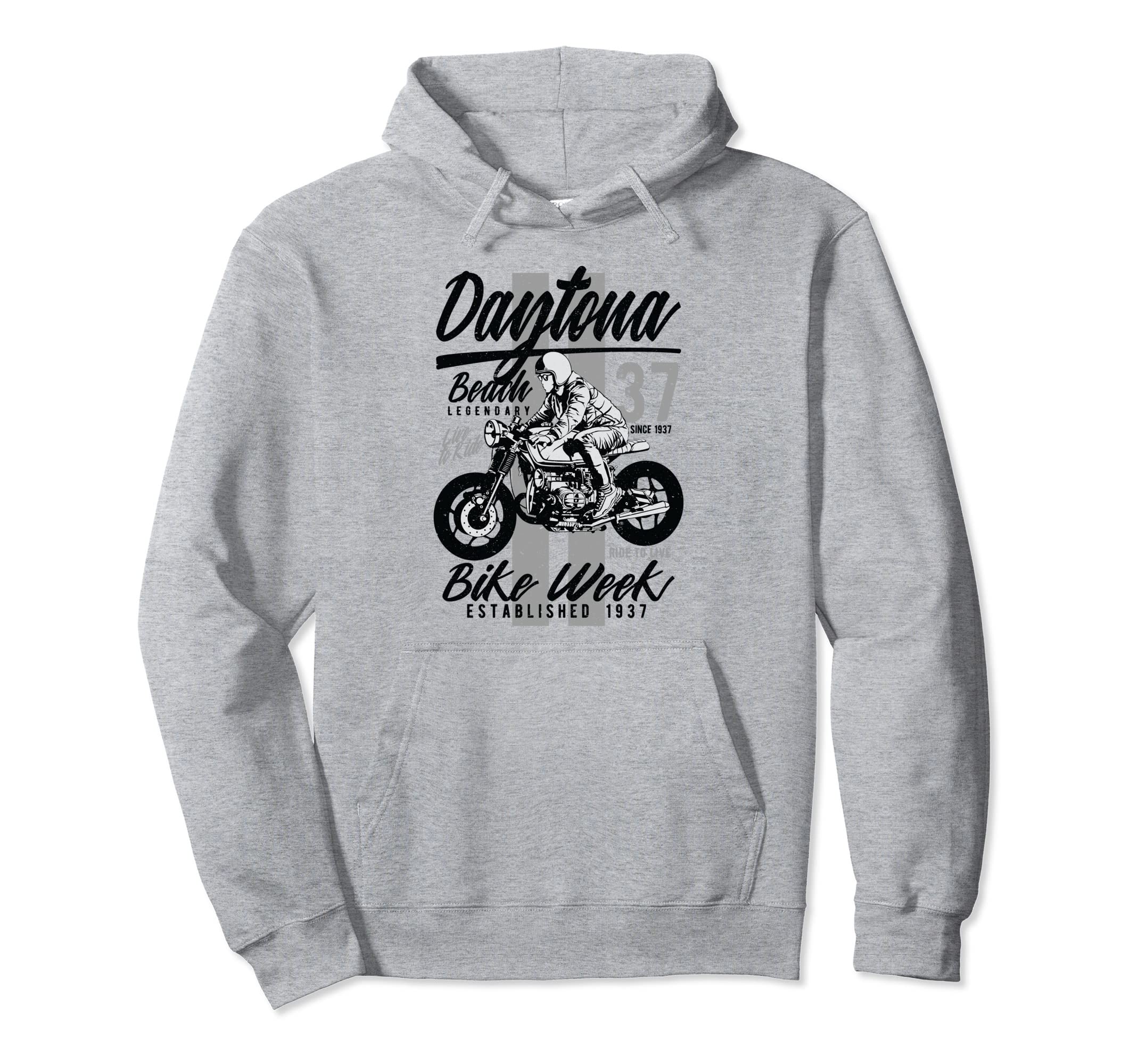 Daytona Beach Bike Week Distressed Hoodie - Fun Novelty Design for Adults - T-Shirt, Sweatshirt, Hoodie