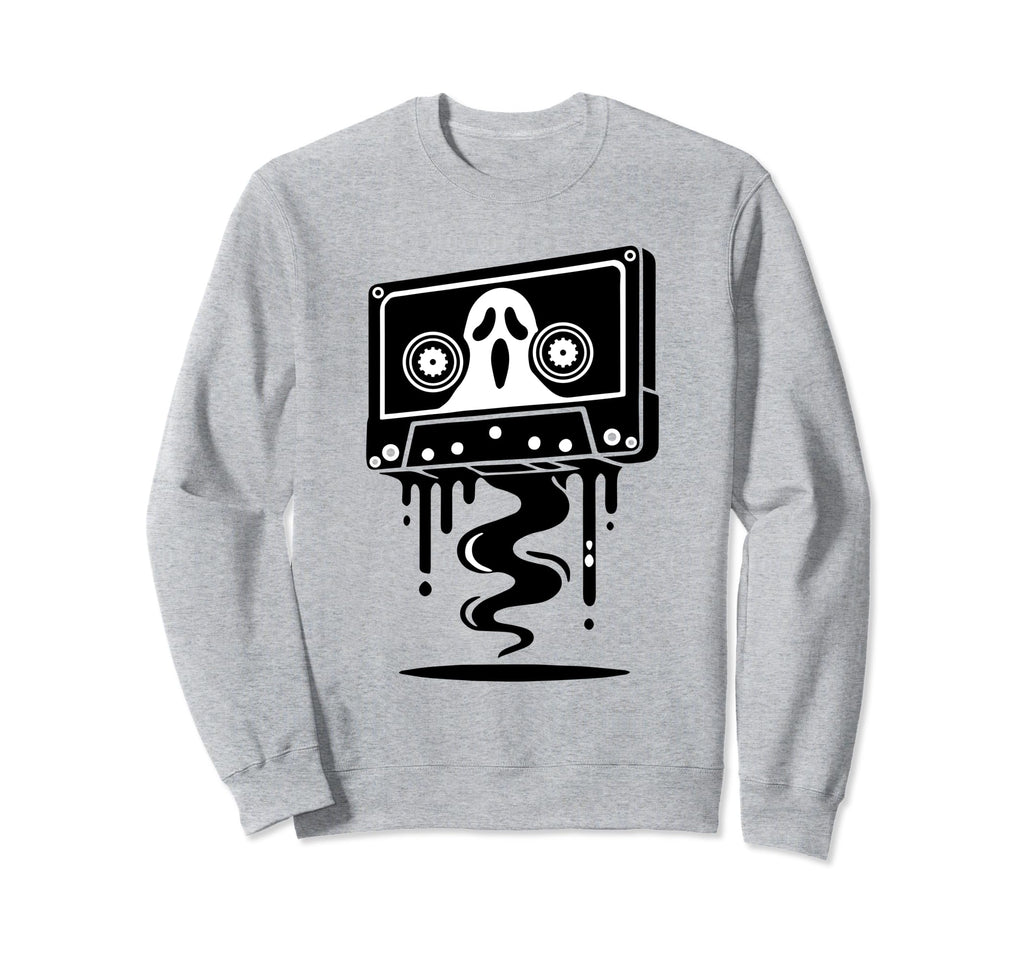 Ghost Cassette Tape Melting Spooky Sweatshirt - Unique Graphic for Adults - T-Shirt, Sweatshirt, Hoodie