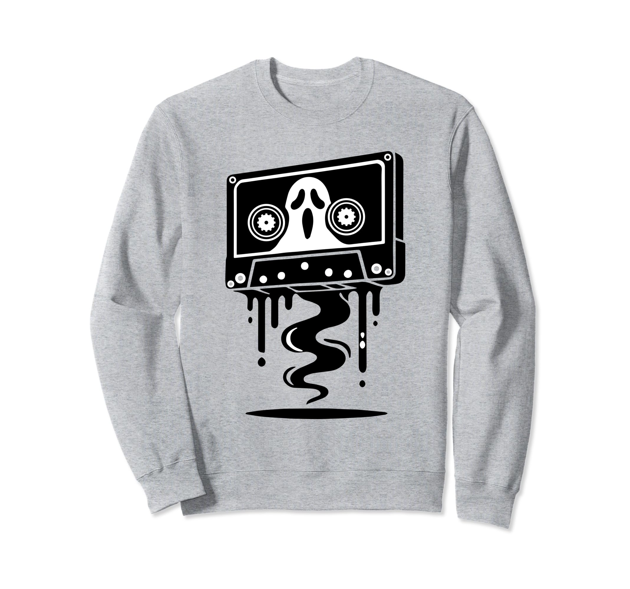 Ghost Cassette Tape Melting Spooky Sweatshirt - Unique Graphic for Adults - T-Shirt, Sweatshirt, Hoodie