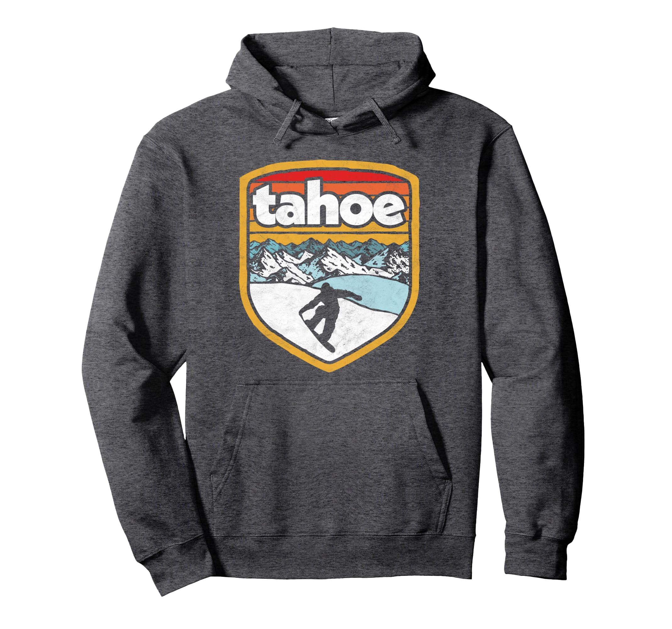 Lake Tahoe Snowboard Distressed Hoodie - Novelty Apparel Men Women - T-Shirt, Sweatshirt, Hoodie