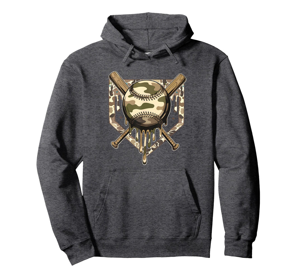 Dripping Baseball Camo Camouflage Game Hoodie - Novelty Apparel Men Women - T-Shirt, Sweatshirt, Hoodie