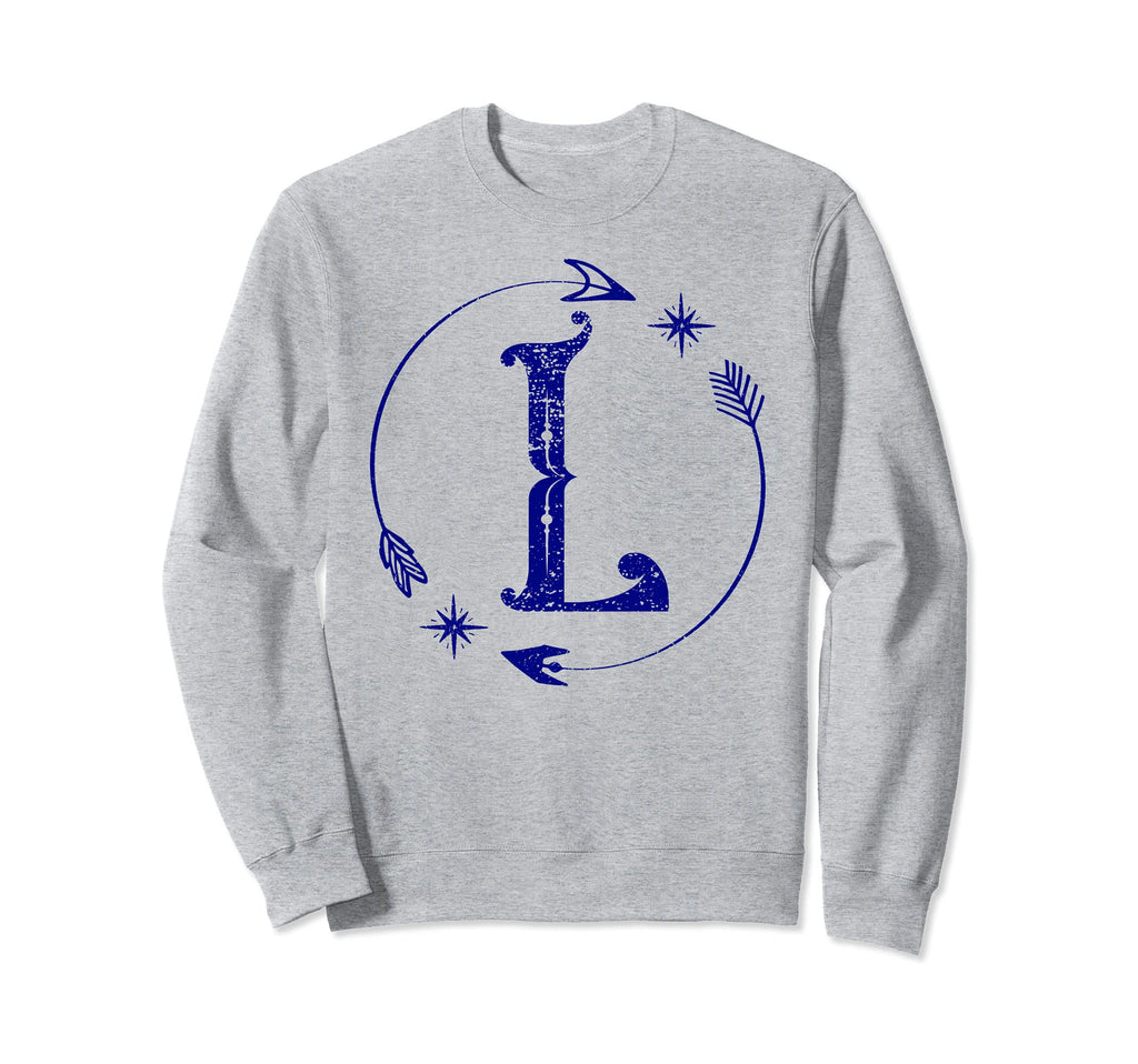 Initial L Monogram Boho Name Letter L Sweatshirt - Minimalist Print Unisex - T-Shirt, Sweatshirt, Hoodie