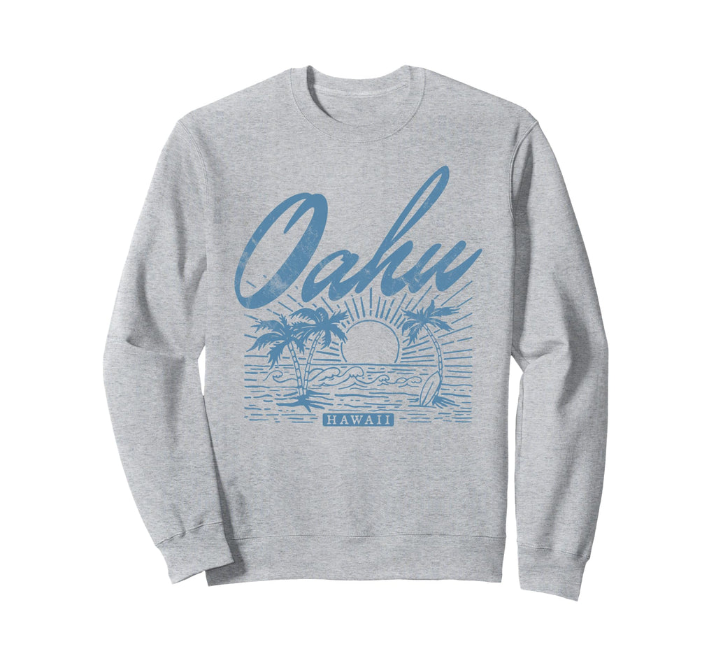 Oahu Hawaii Distressed Beach Sweatshirt - Aesthetic Graphic Unisex - T-Shirt, Sweatshirt, Hoodie